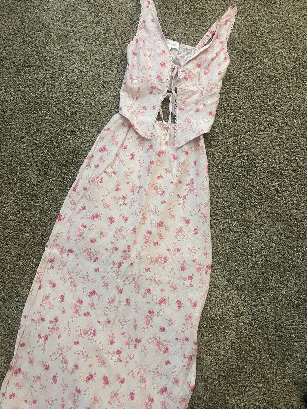 Pink Floral Maxi Skirt Set